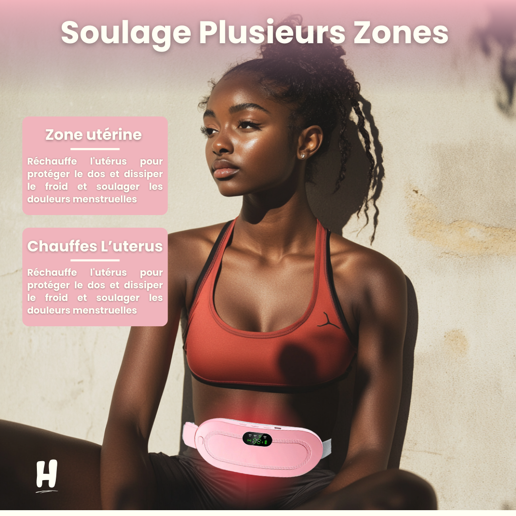 CEINTURE VIBRANTE CHAUFFANTE ANTI DOULEUR MENSTRUELLES